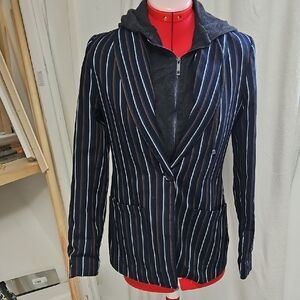 Tommy Hilfiger Navy Striped Blazer with Hoodie